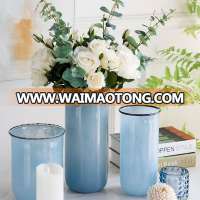 Wholesale modern clear murano blue flower glass vase for home decoration