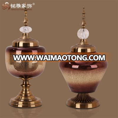 modern home decor glass decoration art glass craft flower vase gold in Guangzhou