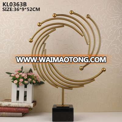 European home decor craft metal craft electroplated abstract sculpture with marble base