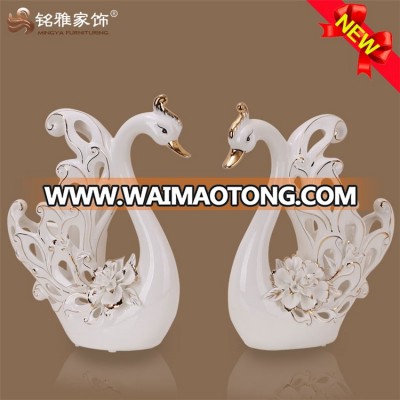 Christmas home decor wedding decoration gift ceramic swan statue