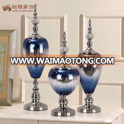 High quality handicraft home decorative glass vase with lid