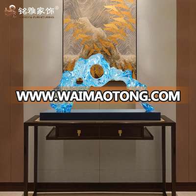 Home deco colorful transparent resin crafts abstract blue sculpture for sales