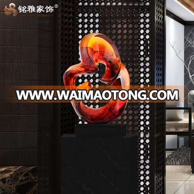 Luxury art ornament resin clear red sculpture for indoor decoration