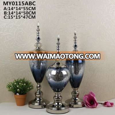 Glass vases wedding centerpiece home decorative flower vases with lid and bottom base