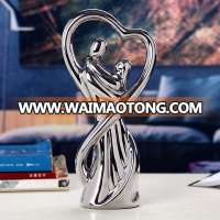 Tabletop Wedding couples figurine Silver plated porcelain ceramic home decoration